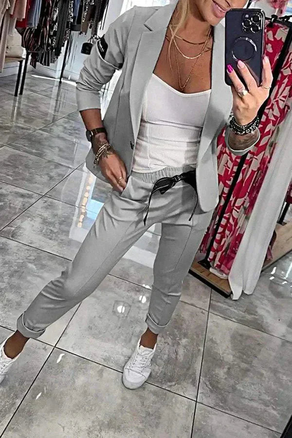 Vendula™ | Elegantní dvoudílný set s blazerem a jogger kalhotami