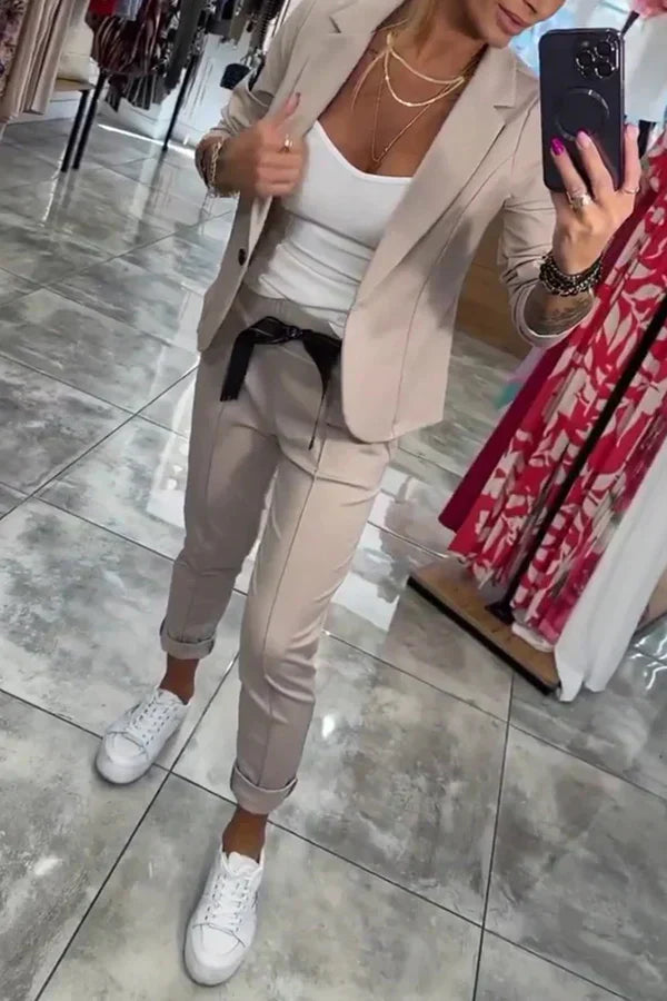 Vendula™ | Elegantní dvoudílný set s blazerem a jogger kalhotami